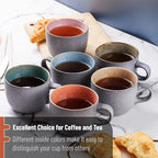 BTaT- Porcelain Coffee Mugs Set, 14 oz (415 ml), 6 Pack, Ceramic Coffee Mugs, Matte Black Outside and Colorful Inside, Restaurant Cups for Tea, Cappuccino, Cocoa, Cereal, Mug Gift Set, Dishwasher Safe