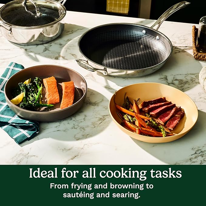 Cuisinart FusionPlus Hybrid Nonstick Stainless Steel Cookware, 12-Inch Everyday Pan with Cover, PFAS-Free PURELYSEAR Ceramic Technology, Scratch Proof, Wide Grip Handles, Dishwasher Safe