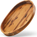 TIDITA Acacia Wood Ottoman Tray with Handles - 20" x 15" Round - Large Oval Serving Trays for Living Room -Wooden Trays for Decorative for Kitchen Counter, Coffee Table, Breakfast in Bed (Acacia)
