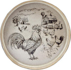 Pfaltzgraff Farmyard Rooster 12 Piece Farmhouse Style Dinnerware Set, Service for 4, Plate Bowl with High Rims, Rustic Design, Brown Black