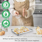 10.4 Inch Baking Sheet Pan, Joyfair Stainless Steel Cookie Sheet Toaster Oven Tray, Professional Bakeware for Cookie/Bacon/Bread, Rolled Rim & Mirror Finish, Rust Resistant & Dishwasher Safe