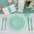 DaYammi 350 Pieces Green Glitter Dinnerware Set 50 Guest for Party St Patricks Day Plates - 50 Dinner Plates, 50 Dessert Plates - 50 Per Rolled Napkins with Green Cutlery - 50 Disposable Cups 9 OZ
