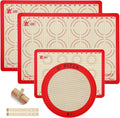 Silicone Baking Mat Set of 4, GUANCI Grade Food Baking mats Non-Stick Reusable Pizza Bakeware Mat for Making Macaroon, Pizza, Cookie, Pastry, Bread, Bun(Red)