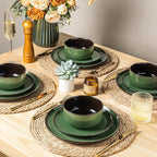 LERATIO Ceramic Dinnerware Sets for 4,Porcelain Plates and Bowls Sets,Handmade Reactive Glaze Dishes Set,Oven&Dishwasher & Microwave Safe,Service for 4