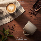HaWare 13OZ Coffee Mugs Set of 4, Stoneware Coffee Cups, Ceramic Latte Mug for Man, Woman, Dad, Mom, Modern Tea Mugs for Latte/Cappuccino/Cocoa/Milk, Dishwasher& Microwave Safe, Speckled Cream Coffee