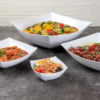 Restaurantware Moderna 8 Ounce Fancy Plastic Bowls 10 Square Disposable Salad Bowls - Durable Heavy-duty White Plastic Bowls For Warm And Cold Foods (Pack of 3)