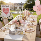 Liacere 350PCS Pink Plates Disposable-PinK Plates 50guest Baroque Plastic Dinnerware include 100Plates, 50Pack Pre Rolled Napkins with Silverware 50Cups Perfect for Wedding ＆ Party & Mothers Day