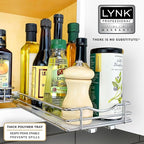 LYNK PROFESSIONAL® Pull Out Spice Rack Organizer for Inside Kitchen Cabinets - 6-3/8 inch Wide - Slide Out Drawer – Chrome Sliding Spice Organization for cabinet - Spice Racks - 1 Tier