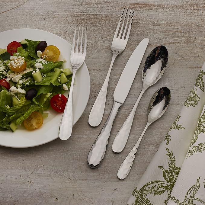 Mikasa, Lilah Flatware Service for 8, 45 Piece Set, 18/10 Stainless Steel, Silverware Set with Serving Utensils