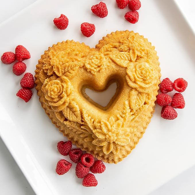 Nordic Ware Wildflower Heart Bundt, 6 Cup, Toffee