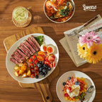 Sweese 18-Piece Dinnerware Sets for 6, Porcelain Plates and Bowls Set, Scratch Resistant Dishes, Microwave and Oven Safe Dishware, Snow White
