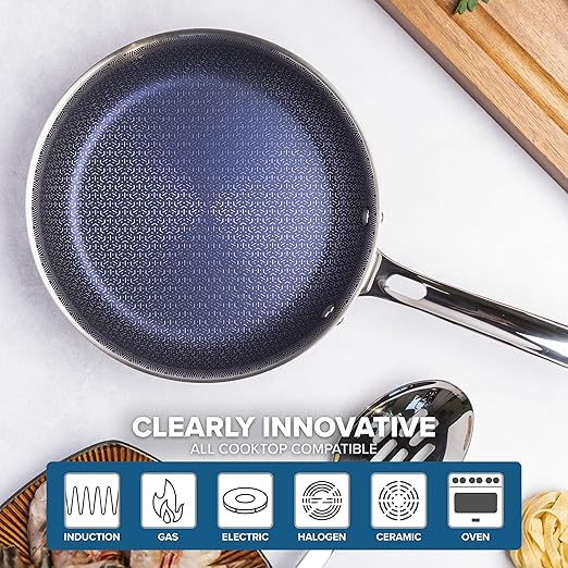 Viking Hybrid Plus 3-Ply Ceramic Nonstick Frying Pan, Made without PFAS, 8-Inch Induction Cookware, Metal Utensil Safe, Oven Safe to 500F