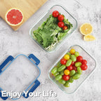 HOMBERKING 24pc Glass Food Storage Containers with Lids, Glass Meal Prep Containers, Airtight Bento Boxes, BPA Free & Leak Proof, Pantry Kitchen Storage(12 lids & 12 Containers) - Deep Blue