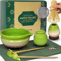 Matcha Whisk Set – Premium 9 Pcs Japanese Set for Tea Lovers - Traditional Kit, Green Matcha Kit Including Bowl (Chawan), Bamboo Whisk and Scoop Holders, Sifter Canister and Straw
