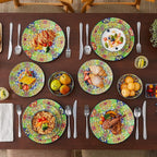 vancasso 12 Pieces Dinnerware Sets, Green Plates and Bowls Set, Porcelain Dishes Set for 4, Microwave and Dishwasher Safe, Scratch Resistant, Bohemian Style Dining Ware Service for 4, Series SIMI