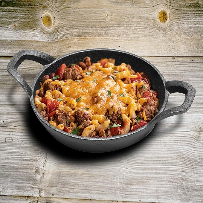 HOME DISTRICT Cast Iron Ramekin Set Oven Safe Mini Skillets Bakeware Bowls Casserole Pots, 6.5" x 1 1/2", 12 oz - 2 PC Set