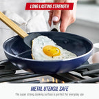 Blue Diamond 8" Nonstick Frying Pan Skillet, Diamond Infused PFAS-Free Ceramic, Dishwasher & Oven Safe, Stainless Steel Handle, Durable Non Toxic Metal Utensil Safe, Egg & Omelet Pan, Blue