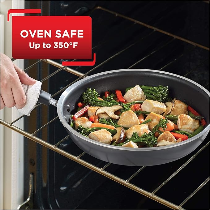 T-fal Signature Nonstick Cookware Set 12 Piece Oven Safe 350F Pots and Pans, Dishwasher Safe Black