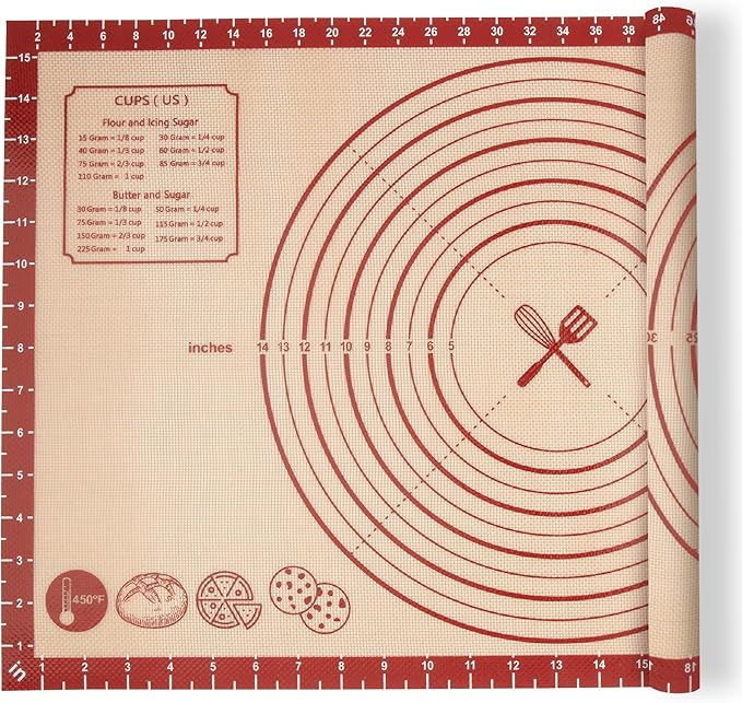 Zulay Kitchen Silicone Baking Mat Sheet - Reusable Silicone Baking Sheet - Easy & Convenient Nonstick Baking Supplies - Mats for Baking - Oven Safe - Extra thick 0.7mm, 26"x16" (Light Red)