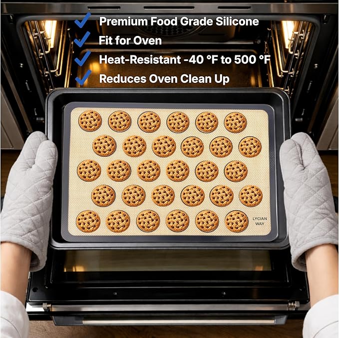 Macaron Silicone Baking Mats Set of 2, Half Sheet Nonstick Reusable Baking Sheet Liners for Macarons, Cookies and Pastry, Gray