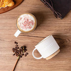 GBhome 12OZ Stackable Coffee Mugs, Ceramic Coffee Mugs with Texture Patterns for Man,Woman,Dad,Mom, Modern Coffee Mugs Set of 4 for Latte/Cappuccino/Cocoa. Dishwasher&Microwave Safe