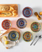 vancasso Boho Cereal Bowls Set of 6, 26 oz Ceramic Soup Bowls with Colorful Bohemian Pattern, Microwave & Dishwasher Safe Serving Bowls for Salad, Oatmeal, Pasta, KRVI Series