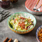 Selamica Ceramic 30 Ounce Large Pasta Bowls Set of 4, 8 inch Salad Bowl Wide and Shallow Microwave Dishwasher Safe, Assorted Corlors