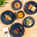 GBHOME Ceramic Dinnerware Sets,12 pcs Embossed Elegant Stoneware Plates and Bowls Sets, Housewarming Wedding Gift | Dishwasher & Microwave Safe | Dishes Set Service for 6