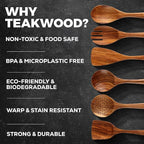 Zulay Kitchen 6 Piece Wooden Spoons for Cooking – Natural Teak Wooden Utensil Set, Easy to Clean, Durable, Smooth with Comfort Grip - Non Toxic Wooden Cooking Utensil Sets