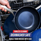 Blue Diamond Hard Anodized 8" 10" & 12" Diamond Infused Healthy Ceramic Nonstick Frying Pan Set, PFAS-Free, Stainless Steel Handle, Dishwasher & Oven Safe to 600F, Durable Cookware, Gray
