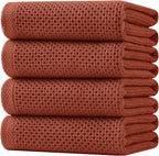 Homaxy 100% Cotton Waffle Weave Kitchen Dish Towels, Ultra Soft Absorbent Quick Drying Cleaning Towel, 20x28 Inches, 4-Pack, Rust