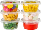DuraHome Plastic Portion Cups with Lids 2 oz. Pack of 150 Leakproof Jello Shot Cup Mini Containers for Salad Dressing Sauce Condiment Snack Souffle and Salsa, Disposable