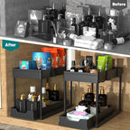 Under Sink Organizer -2 PACK|Pull Out Bathroom Organizer|2 Tier Slide Out Bathroom/Kitchen Organiers and Storage. (2 PACK Normal)