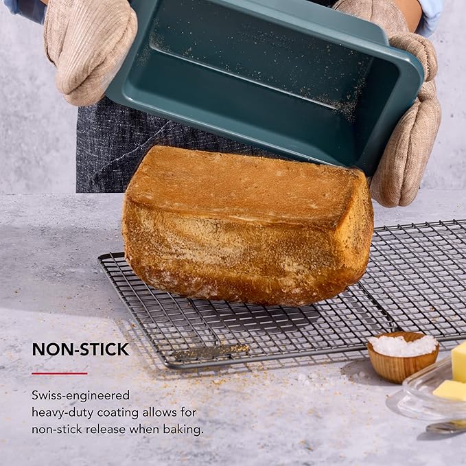 KitchenAid Nonstick Swiss Engineered Aluminized Steel Loaf Pan, Dishwasher Safe, 9 x 5 Inch, Agave