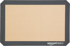 Amazon Basics Rectangular Non-Stick Silicone Baking Mat, Food Safe, Heat Resistant, 9"x13", 9.9"x14.8", and 16.5"x11.6", Beige/Gray, Pack of 3