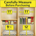 LYNK PROFESSIONAL® Pull Out Spice Rack Organizer for Inside Kitchen Cabinets - 10-3/8 inch Wide - Slide Out Drawer – Chrome Sliding Spice Organization for cabinet - Spice Racks - 2 Tier