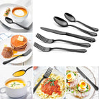 Herogo 20-Piece Black Silverware Set with Scalloped Edge, Stainless Steel Flatware Cutlery Set for 4, Modern Tableware Eating Utensils, Dishwasher Safe, Mirror Polished
