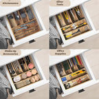 Acacia Wood Silverware Organizer, Kitchen Utensil Drawer Organizer for Forks, Knives & Spoons, 6-Compartment Cutlery Tray, Flatware Holder