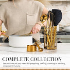 Styled Settings Black and Gold Kitchen Utensils Set - 15-Piece Nonstick BPA-Free Silicone Cooking Tools with Measuring Cups and Spoons - Luxury Kitchen Accessories for Stylish Cooking and Baking