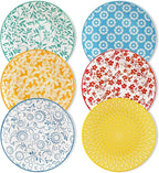 vancasso Ceramic Salad Plates Set of 6, Small Vintage 8.25 Inch Plate Set of 6 for Kitchen, Porcelain ColorfulDessert Plates for Kitchen, Microwave Oven Dishwasher Safe, Vintage Gift, Pastel