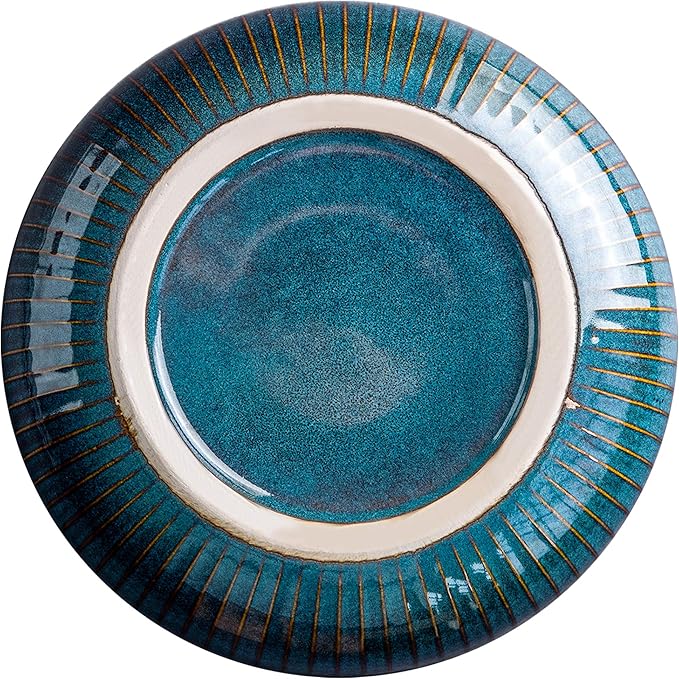 CSYY Salad Bowl 66 Oz, 8" Large Soup Bowls, Porcelain Round Serving Bowl Blue Decorative Bowl for Salad, Chip, Cereal, Fruits and Pasta (1pc)