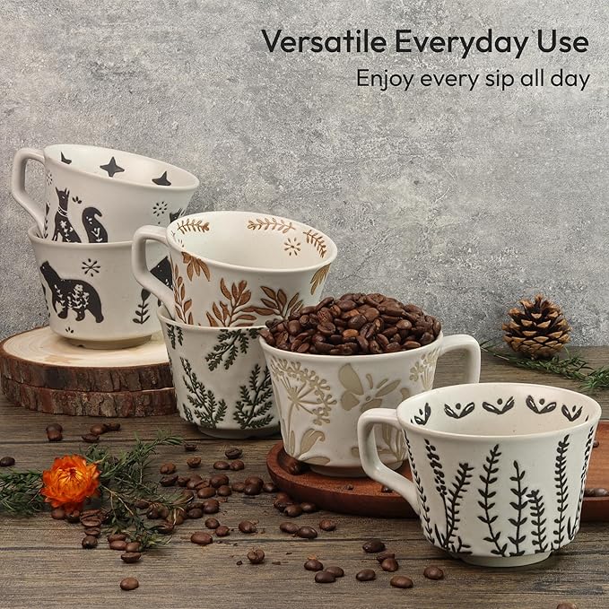 Ceramic Coffee Mug, 12 oz Small Novelty Unique Teacup with Handle, Stoneware Cup for Tea Mocha Latte Cappuccino (Fox)