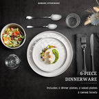 HaWare Dinnerware Sets, 6-Piece Plates and Bowls Set, Stoneware Dish Set for 2, Ceramic Dinnerware for Home Restaurant, Chip and Scratch Resistant, Microwave and Dishwasher Safe, Speckled White