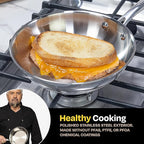Guy Fieri's Flavortown 8" Stainless Steel Fry Pan - Premium Three-Layer Skillet, Oven-Safe up to 500F