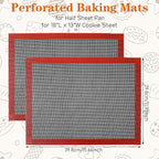 2 Pcs Perforated Silicone Baking Mats 15.7"*11.7" Silicone Baking Sheet Reusable Cooking Mat Breathable Mesh Cookie Mat for Cookies, Bread and Pastry, Bakings Supplies for Oven