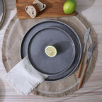 Famiware Annecy Dinner Plates and Bowls Sets, Stoneware Dinnerware Sets, Dishes Set for 6, 18 Pieces Handmade Dishware Set - Microwave & Dishwasher Safe, Double Reactive Glaze Tableware, Misty-Blue