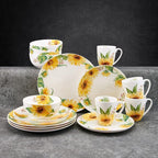 Mikasa Sunflower Bone China Lightweight Chip Resistant 16 Piece Dinnerware Set, Service for 4, Multicolor