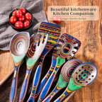 Gudamaye Pakkawood 7-Piece Wooden Cooking Utensils, Wooden Spoons for cooking, Pakkawood kitchen Utensils for Cooking, Non-Stick Spoon, Household Essentials, Heat-Resistant Spoons