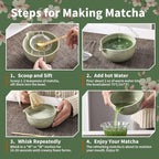 Matcha Whisk Set 5 Pcs, Matcha Kit Set Includes Matcha Bowl, Matcha Whisk and Holder, Bamboo Scoop and Sifter, Ceramic Matcha Set, Matcha Tea Set, Ideal Gift for Family/Friend (Green)