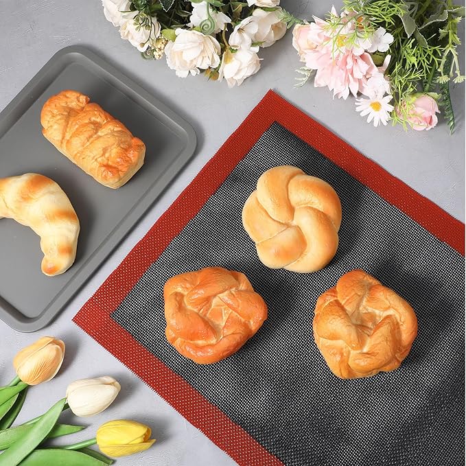 2 Pcs Perforated Silicone Baking Mats 15.7"*11.7" Silicone Baking Sheet Reusable Cooking Mat Breathable Mesh Cookie Mat for Cookies, Bread and Pastry, Bakings Supplies for Oven